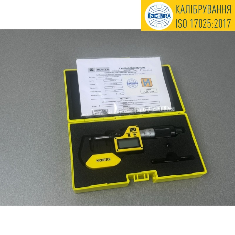 Мікрометр цифровий з трещіткою МКЦ-25 IP65 0-25 мм кл1